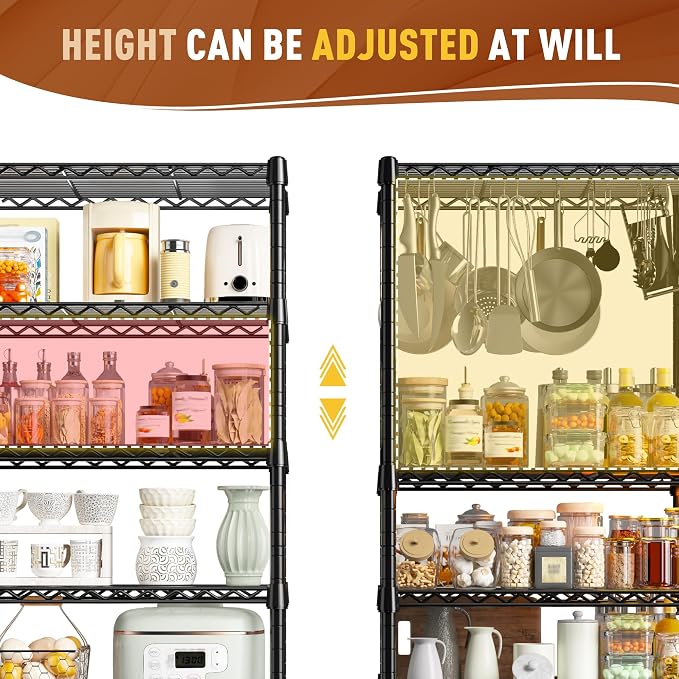 REIBII 7-Tier Metal Shelving Unit, 71’’H x 18’’W x 18’’D, 1176 LBS Weight - Image 5