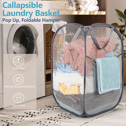 BATTOO Deluxe Strong Mesh Pop up Laundry Hamper Basket - Image 4