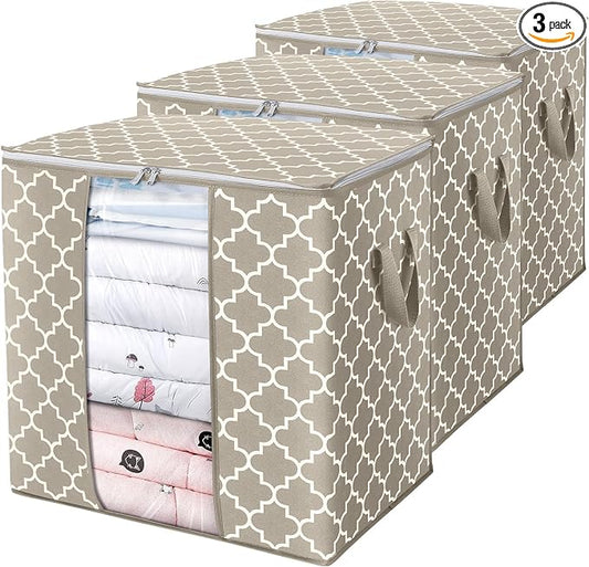 WISELIFE Storage Bags 3 Pack/100L Large Blanket Clothes Organization and by WiseLife