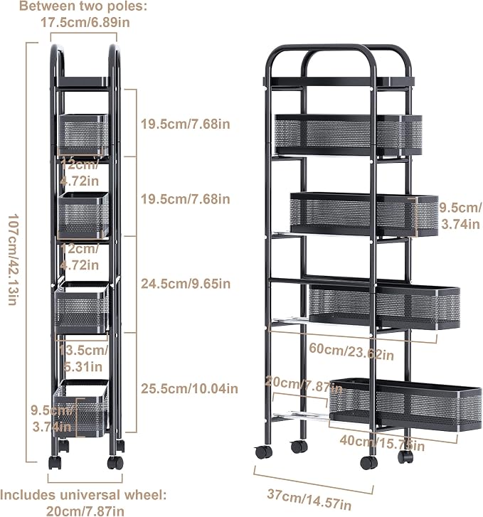 UMDONX Slim Storage Cart 5 Tier - Image 2