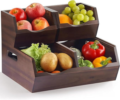Acacia Wood Pantry Storage Bins by NAGAWOOD