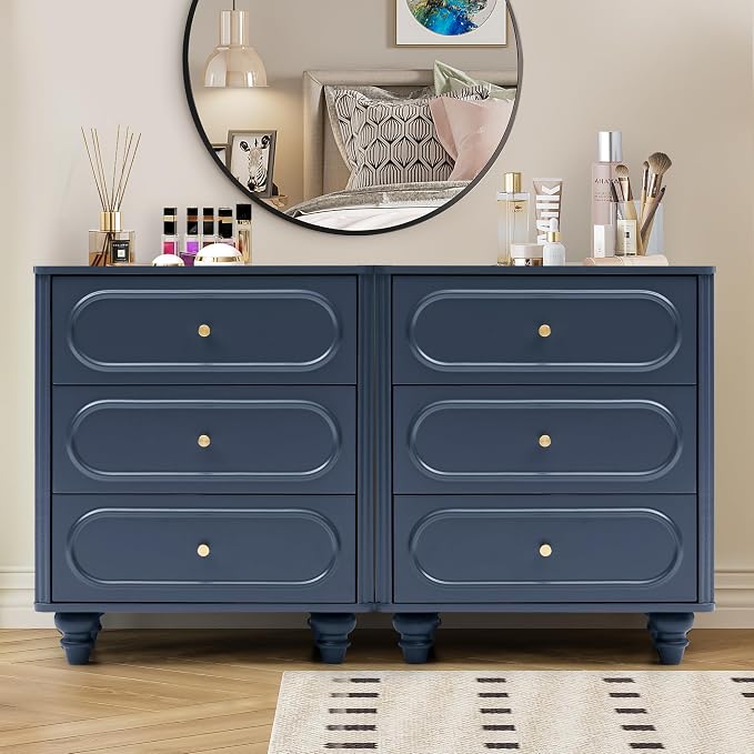 3 Drawer Fluted Dresser for Bedroom Set of 2, Mid Century Modern Chest of - Image 3