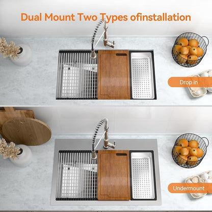 33 x 22 Drop-In/Undermount Kitchen Sink, TECASA Single Bowl Kitchen Sink - Image 2