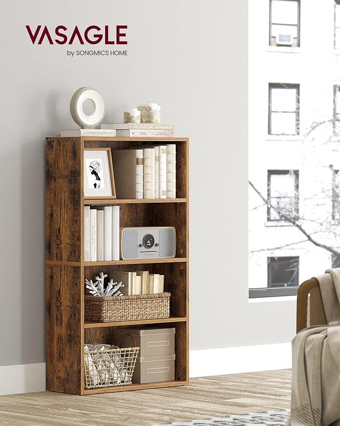 VASAGLE Set of 2 Bookshelves, 23.6 Inches Wide, 4-Tier Open Bookcases - Image 2