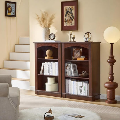 Small Bookshelf, 3 Tier Bookcase and Kids Bookshelf, Cherry Storage Cabinet - Image 8