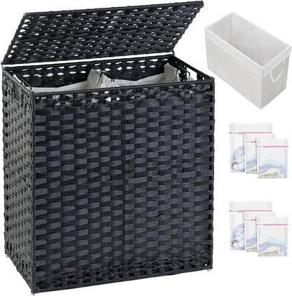 Laundry Hamper with Lid Wicker Laundry Basket 112 L Laundry Hampers Handwoven by SETVSON