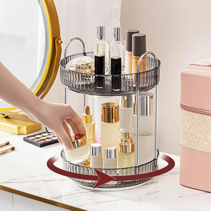 360° Rotating Makeup Organizer, Bathroom Make Up Spinning Holder Rack, Large by INVSSENEORGANIZERS
