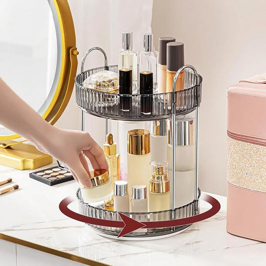 360° Rotating Makeup Organizer, Bathroom Make Up Spinning Holder Rack, Large by INVSSENEORGANIZERS
