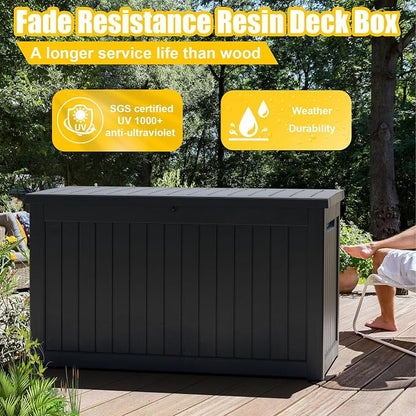 280 Gallon Large Deck Box, Resin Outdoor Storage Box - Image 2