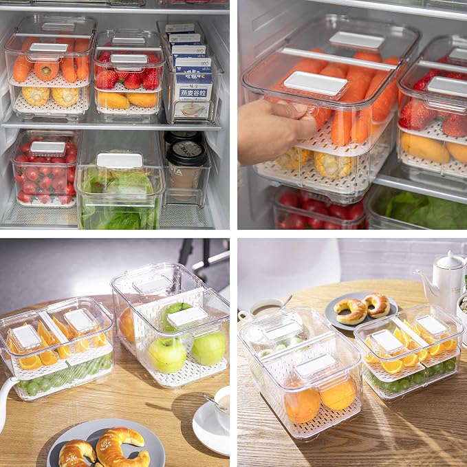 vacane Produce Saver with Folding Lids, 2 Piece Fruit Vegetable Storage - Image 5