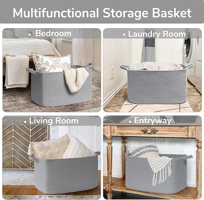Goodpick Large Toy Basket for Blankets, Baby Laundry Basket, Storage Baskets - Image 4
