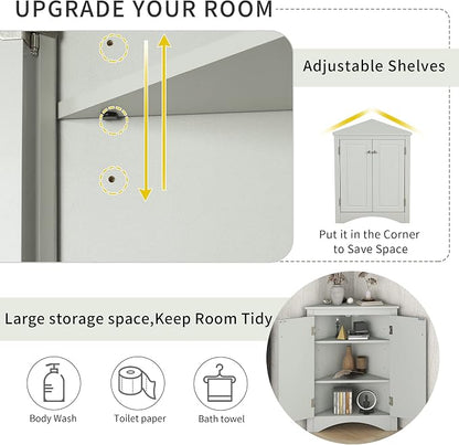 GDFStudio 31.5" H Triangle Corner Bathroom Storage Cabinet - Image 5