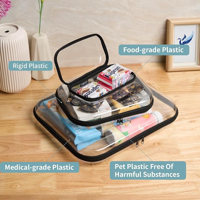 Hard Sided Clear Zipper Case for Storage- Professional-Grade Plastic Clear - Image 3
