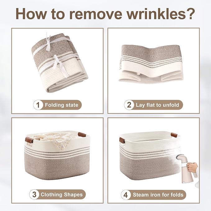 72L Large Laundry Basket with Leather Handles - Image 6