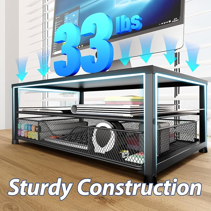 OPNICE Desk Organizer and Accessories, 2-Tier Computer Monitor Stand Riser - Image 4
