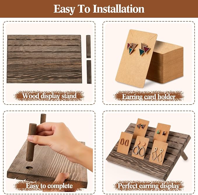 Blulu 31 Pack Wooden Earring Display Stand 7 Slots jewelry Display Holder - Image 3