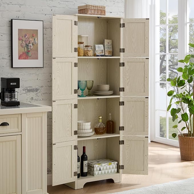 72" H Farmhouse Storage Cabinet, 4 Tier Kitchen Pantry Cabinet - Image 5