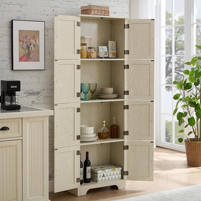 72" H Farmhouse Storage Cabinet, 4 Tier Kitchen Pantry Cabinet - Image 5