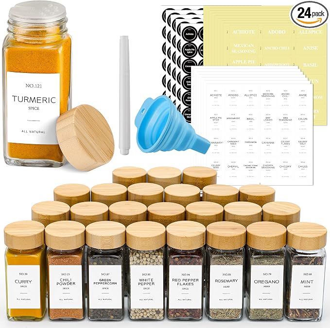 NETANY 24 Pcs Glass Spice Jars by NETANY