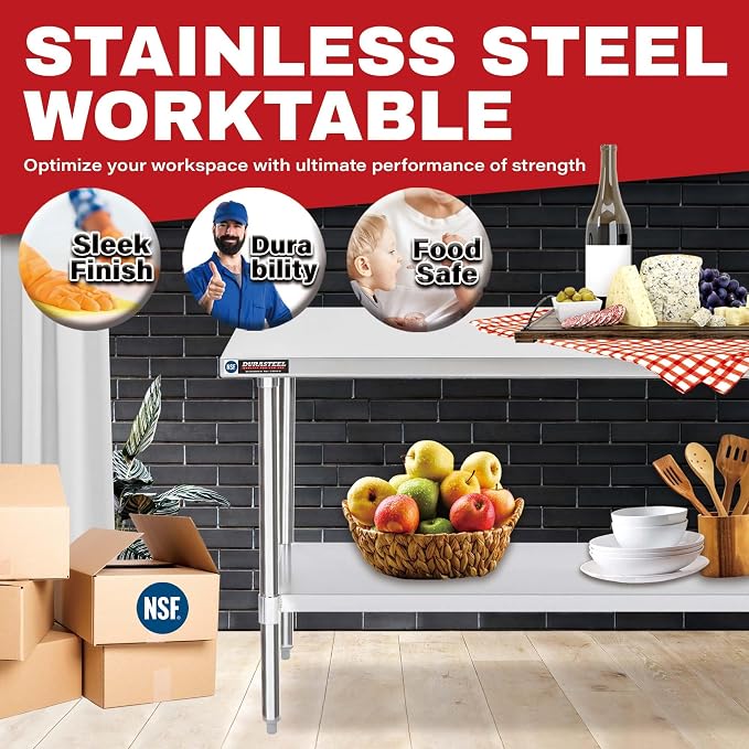 DuraSteel 24x60 Stainless Steel Work Table - Image 2
