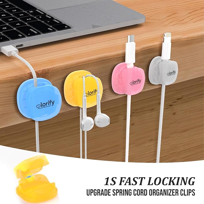 Spring Cable Clips 8-Pack Adhesive Cord Holders - Image 6