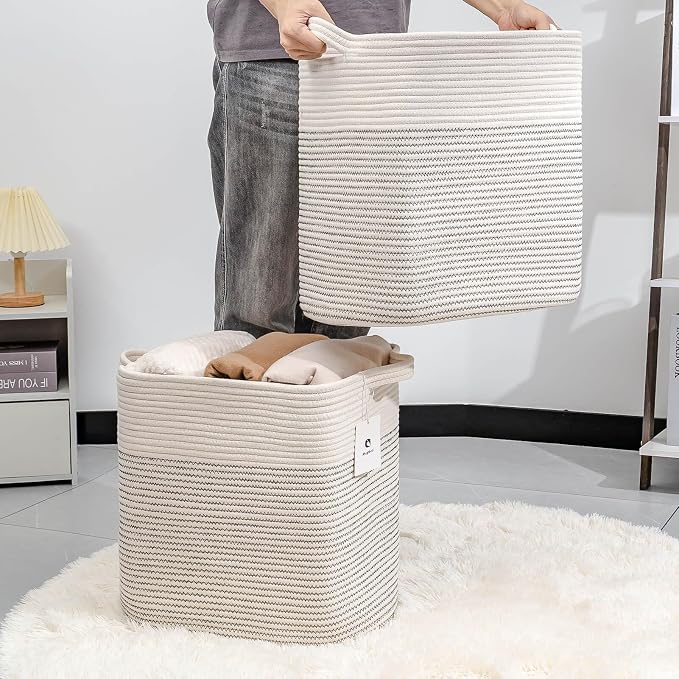 Storage Baskets for Clothes Fabric Cotton Rope Storage Basket - Image 2