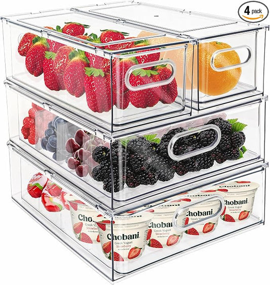 Mano Fridge Drawer Pull Out Stackable Bins by MANO