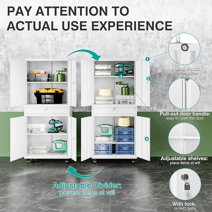 SISESOL White Metal Storage Cabinet - Image 5