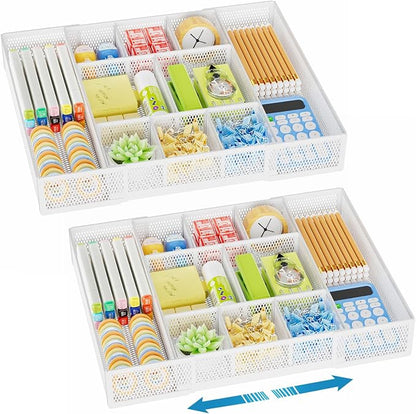 Marbrasse Expandable Desk Drawer Organizer, Mesh Drawer Organizer Tray by Marbrasse