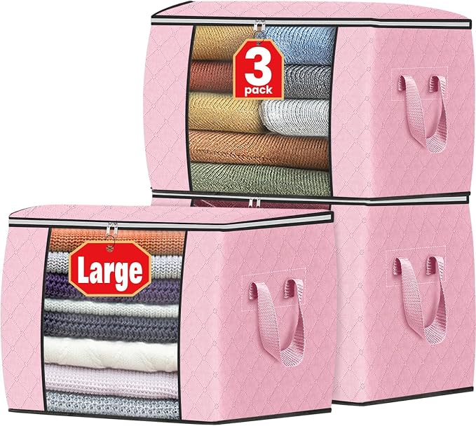 Fab totes 24 Gallons Clothes Storage, Foldable Thick Fabric Blanket Storage Bags by Fabtotes