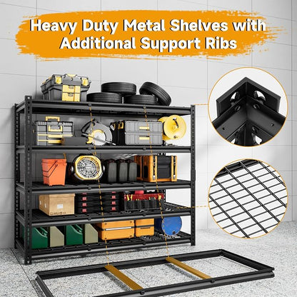 5-Tier 60" W X 24" D X 78" H Garage Shelving Metal Storage Shelves 3300LBS - Image 4