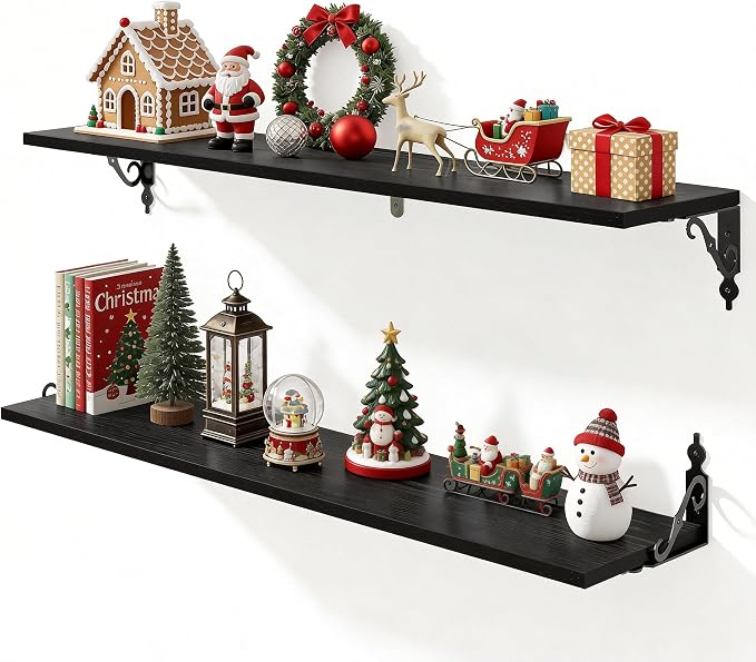 Fun Memories 40 Inch Floating Shelves Wall Mounted, 8 Inch Deep Wall Shelves by FunMemories