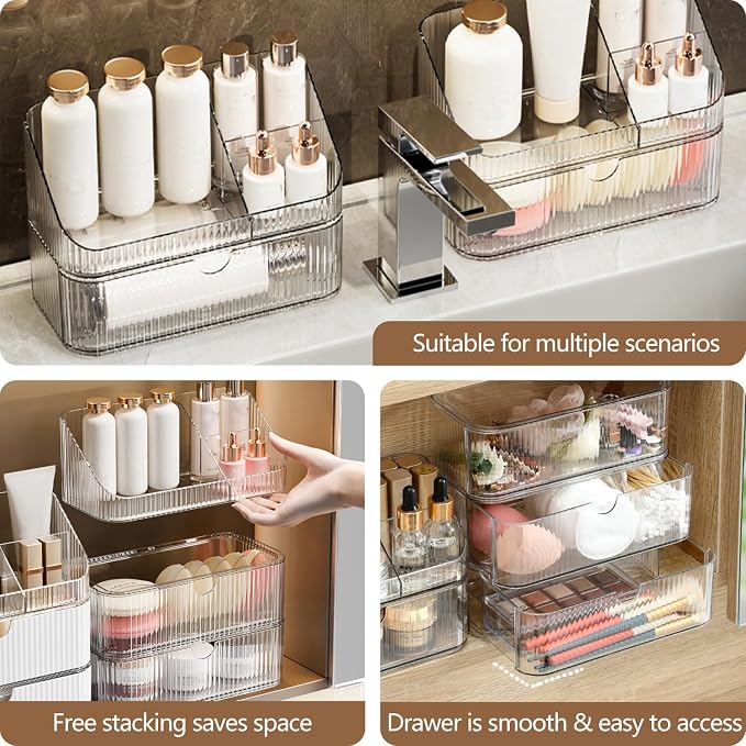 Medicine Cabinet Organizer 3 Tier, Stackable Bathroom Mirror Cabinet - Image 4