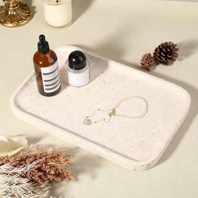 Natural Marble Vanity Tray, 11.8" Marble/Stone Bathroom Tray Countertop - Image 6