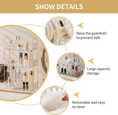 3 Tier Bathroom Organizer Countertop Makeup Perfume Tray Skincare Organizer - Image 5