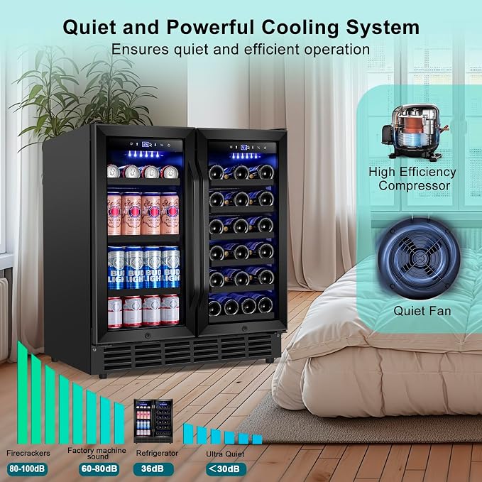 30 Inch Wine and Beverage Refrigerator, Upgrade Dual Zone Wine Cooler - Image 5
