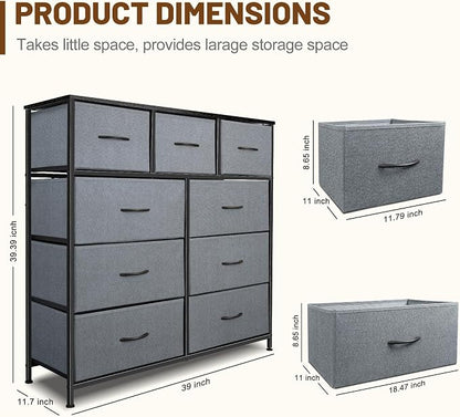 Dresser for Bedroom with 9 Drawers, Chest of Drawers, Storage Drawers Organizer - Image 3