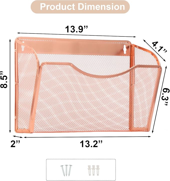 EASEPRES 3 Single Pocket Mesh Hanging File Organizer, Vertical Wall Mounted - Image 5
