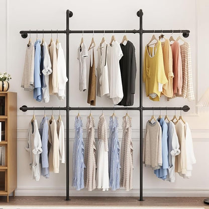 Industrial Pipe Clothing Rack Wall Mount, Heavy Duty Pipe Clothing Rack by Smlttel