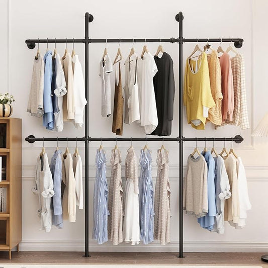 Industrial Pipe Clothing Rack Wall Mount, Heavy Duty Pipe Clothing Rack by Smlttel