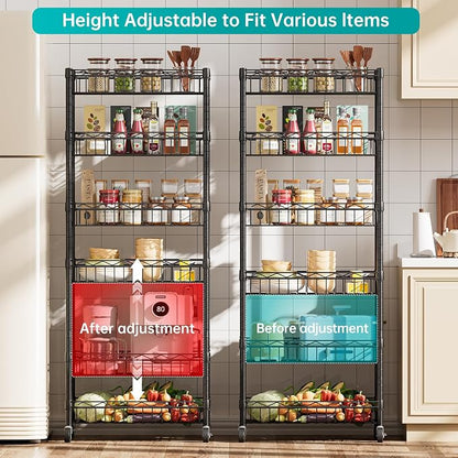 SINGAYE 6 Tier Basket Shelf Wire Shelving Unit Adjustable Storage Shelves Big - Image 3