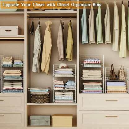 Closet Organizers and Storage Basket- 3-Tier Stackable Storage Bins, Foldable - Image 9