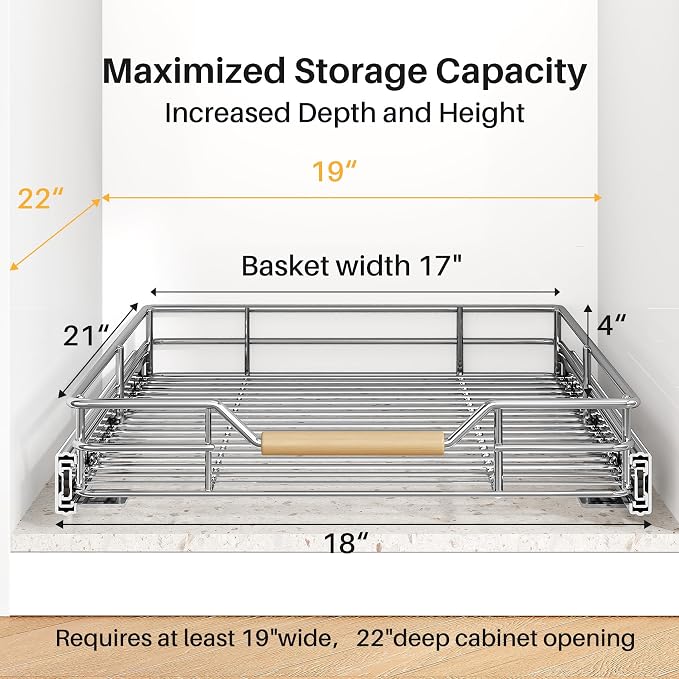 Pull out Cabinet Organizer, Heavy Duty Smooth Sliding Under Cabinet Shelves - Image 3