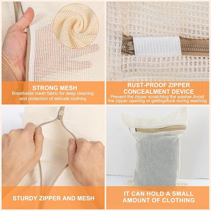 4 Piece Small, Durable Organic Cotton Mesh Laundry Bag - Image 5