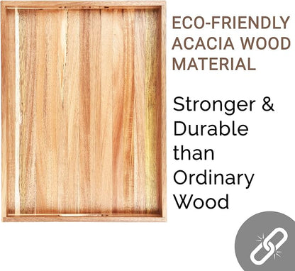 Acacia Wood Serving Tray with Handles – Decorative Serving Trays Platter - Image 6
