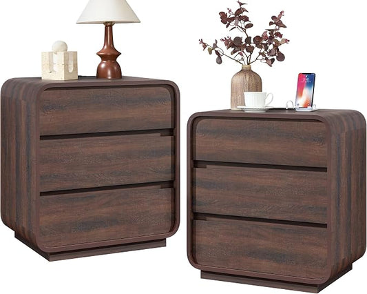 Modern Nightstand Set of 2, 23.2" Wide Wood Bedside Table by StandifurnoFurniture