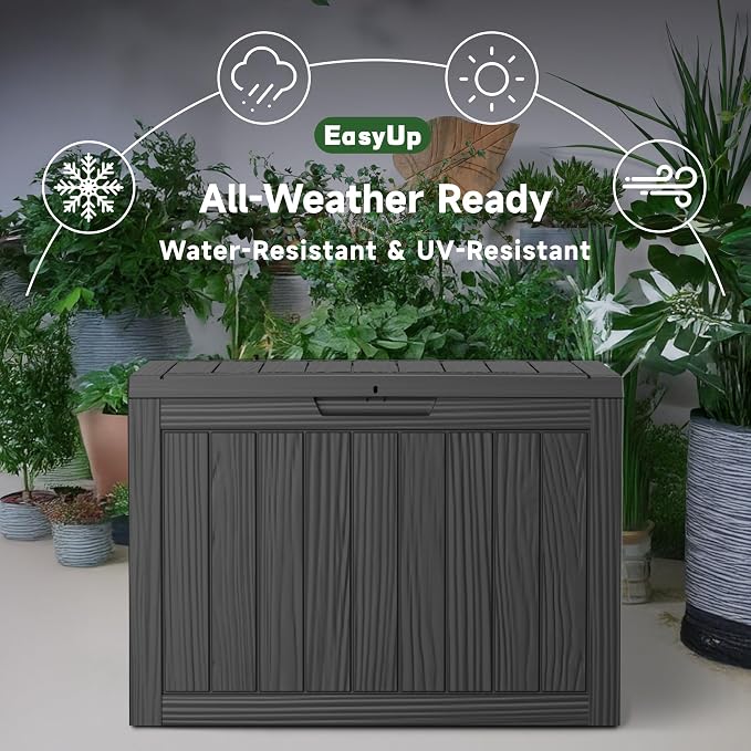 EasyUp 45 Gallon Outdoor Storage Box, Resin Waterproof UV-Resistant Deck Box - Image 4
