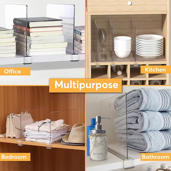 12 Pack Acrylic Shelf Dividers for Closet Organization 11x7.9 Inch – Clear - Image 2