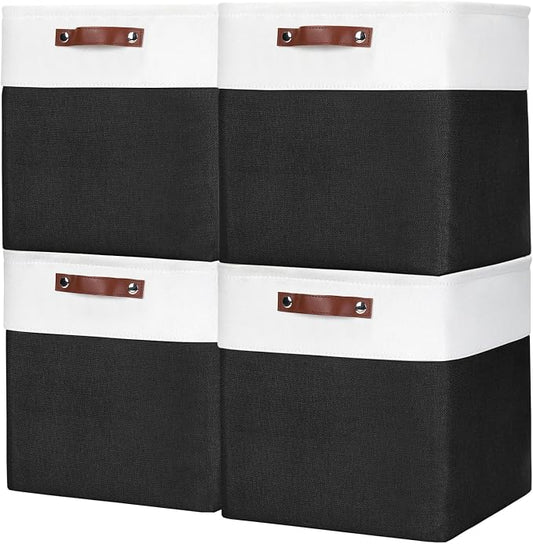 13x13 Cube Storage Bins, Collapsible Fabric Storage Box, 4 Pack Closet Baskets by Bagnizer