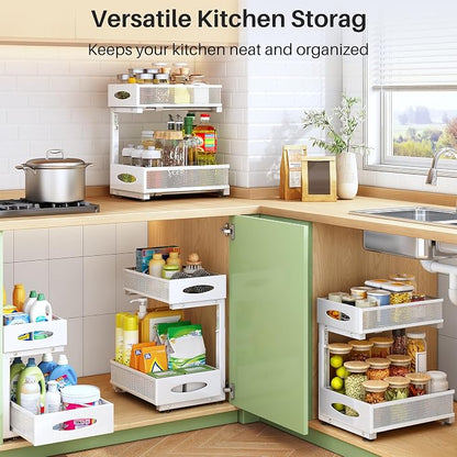 Under Sink Organizer, 2 Tier Pull out Cabinet Organizer Baskets - Image 9